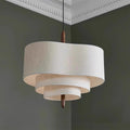 Layered Linen Drum Pendant Light With Diffused Ambient Lighting