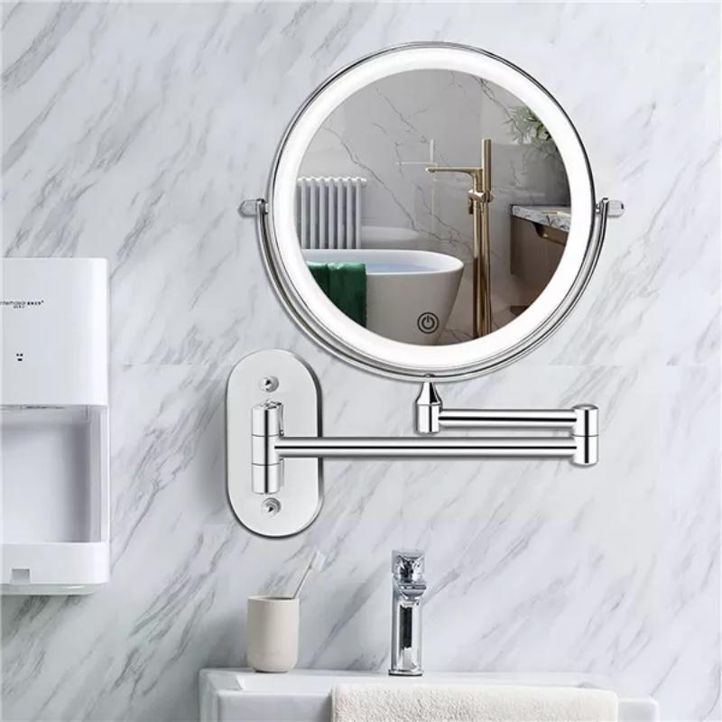 Rechargeable LED Wall Mounted Magnifying Makeup Mirror with Adjustable Light