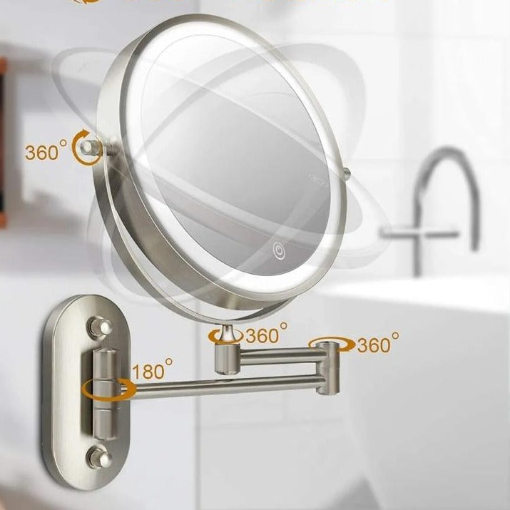 Rechargeable LED Wall Mounted Magnifying Makeup Mirror with Adjustable Light