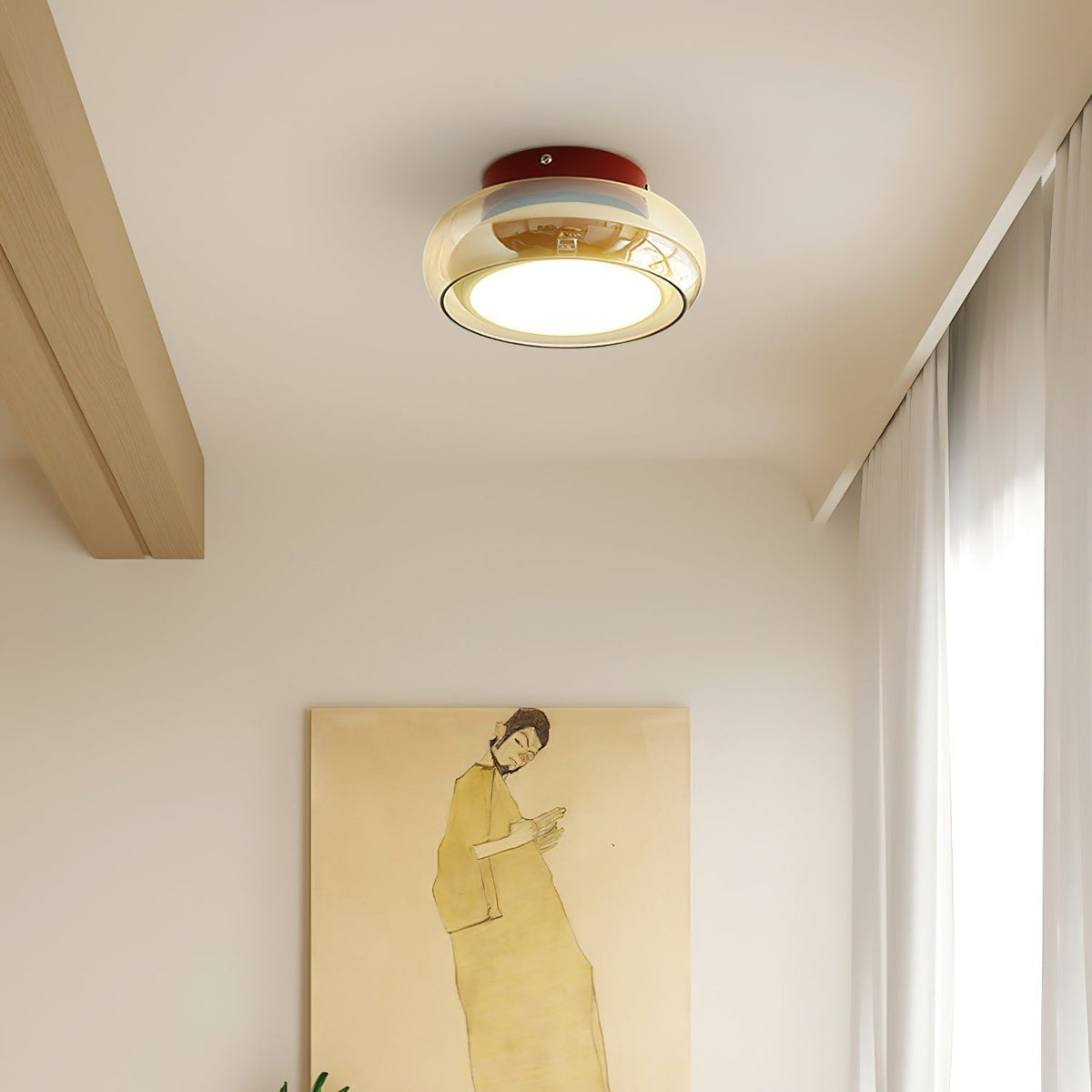 Retro Glass Flush Mount Ceiling Light for Indoor Spaces