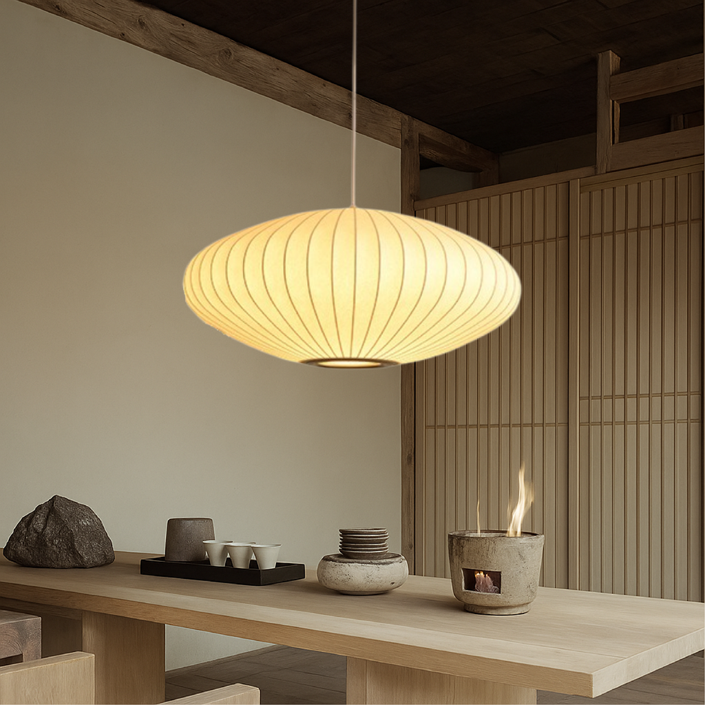 Round Pleated Fabric Lantern Pendant Lamp for Soft Ambient Lighting