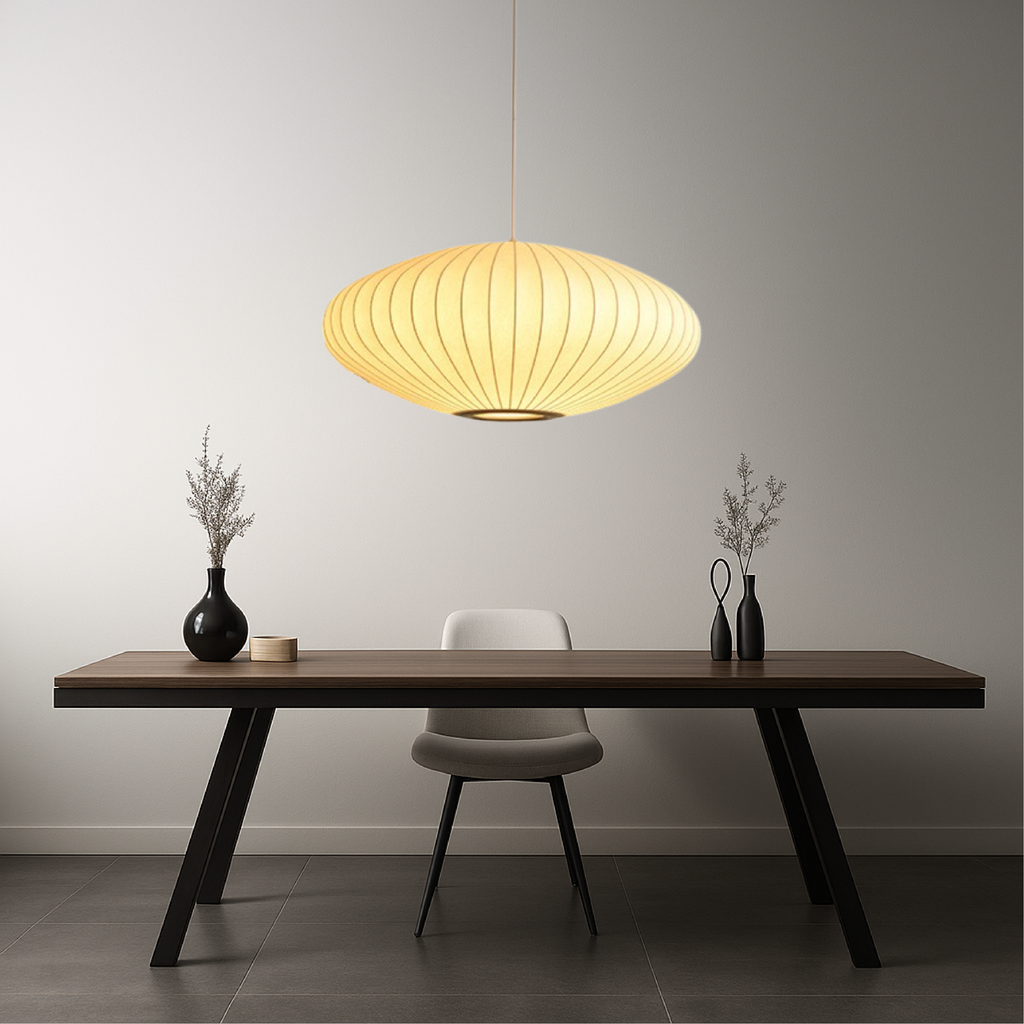 Round Pleated Fabric Lantern Pendant Lamp for Soft Ambient Lighting