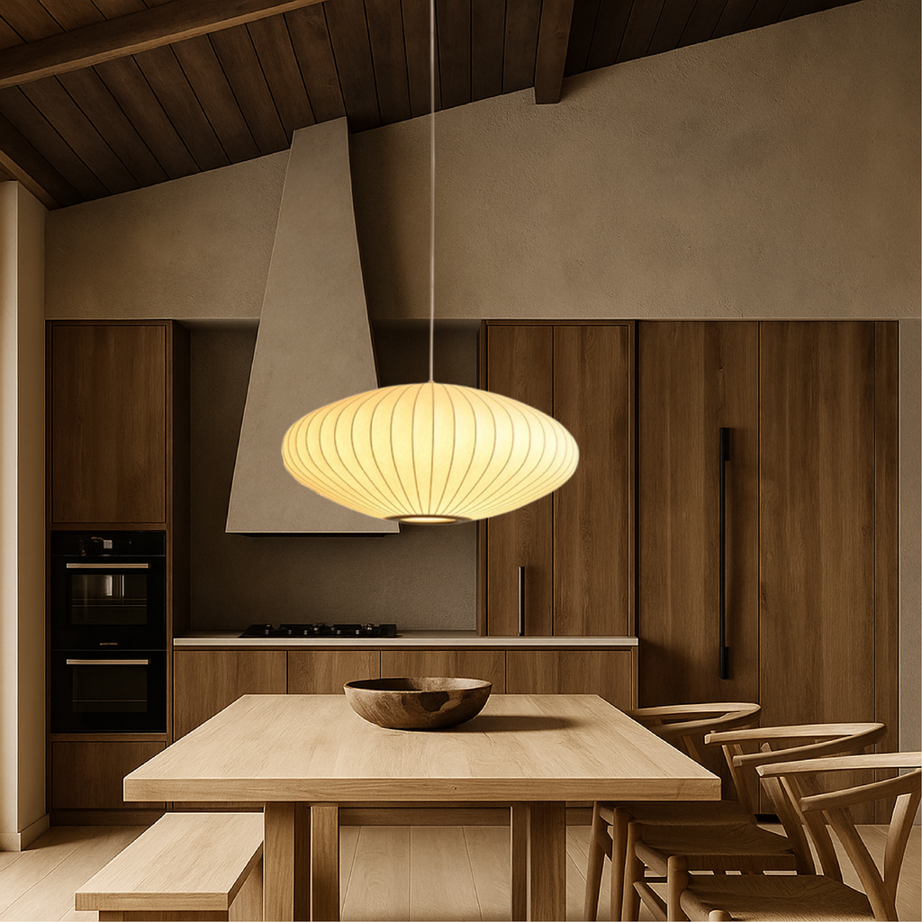 Round Pleated Fabric Lantern Pendant Lamp for Soft Ambient Lighting