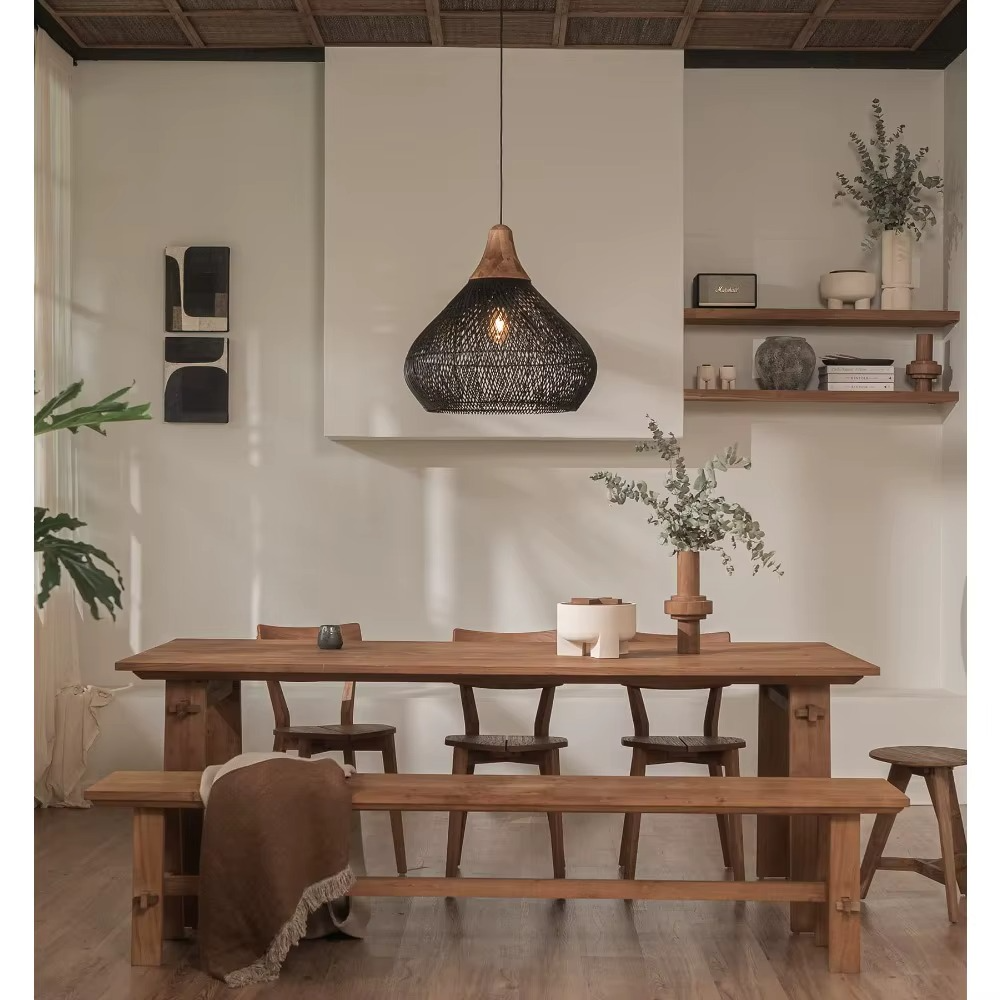 Japanese Woven Bamboo Pendant Light for Ambient Lighting