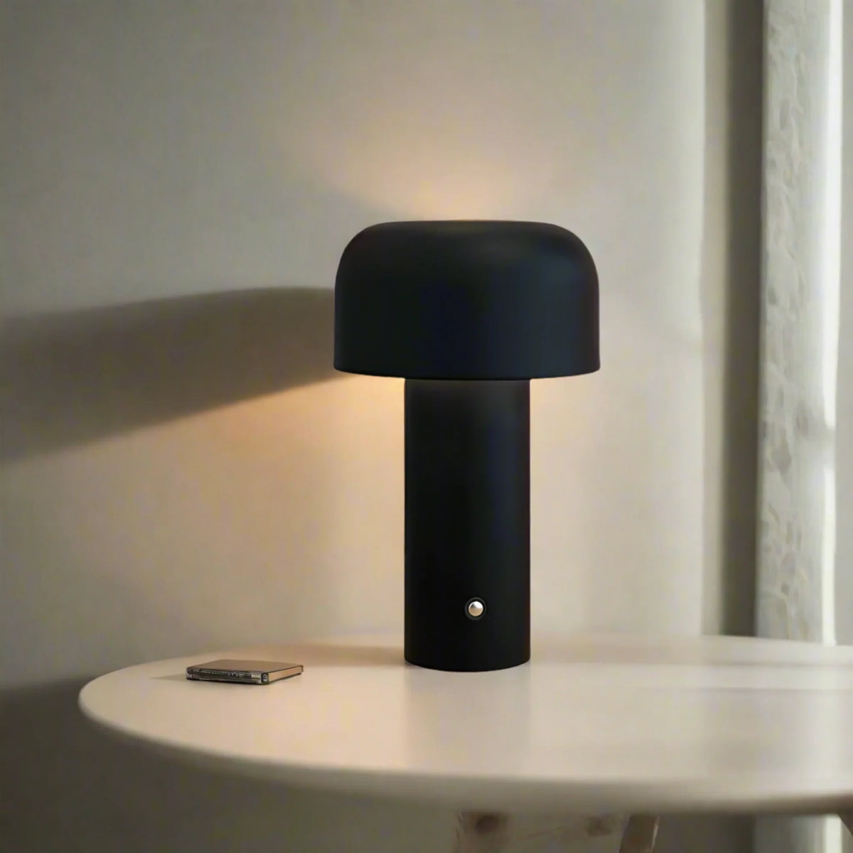 Rechargeable LED Table Lamp With Adjustable Downward Lighting And Metal Shade