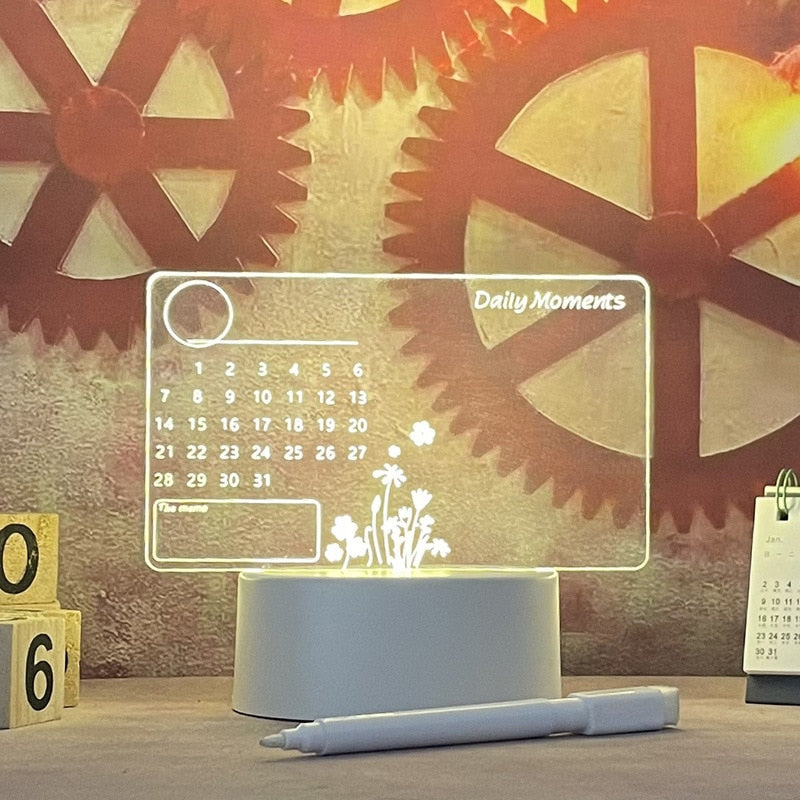 USB Powered Illuminated Acrylic Writing Board for Notes and Messages