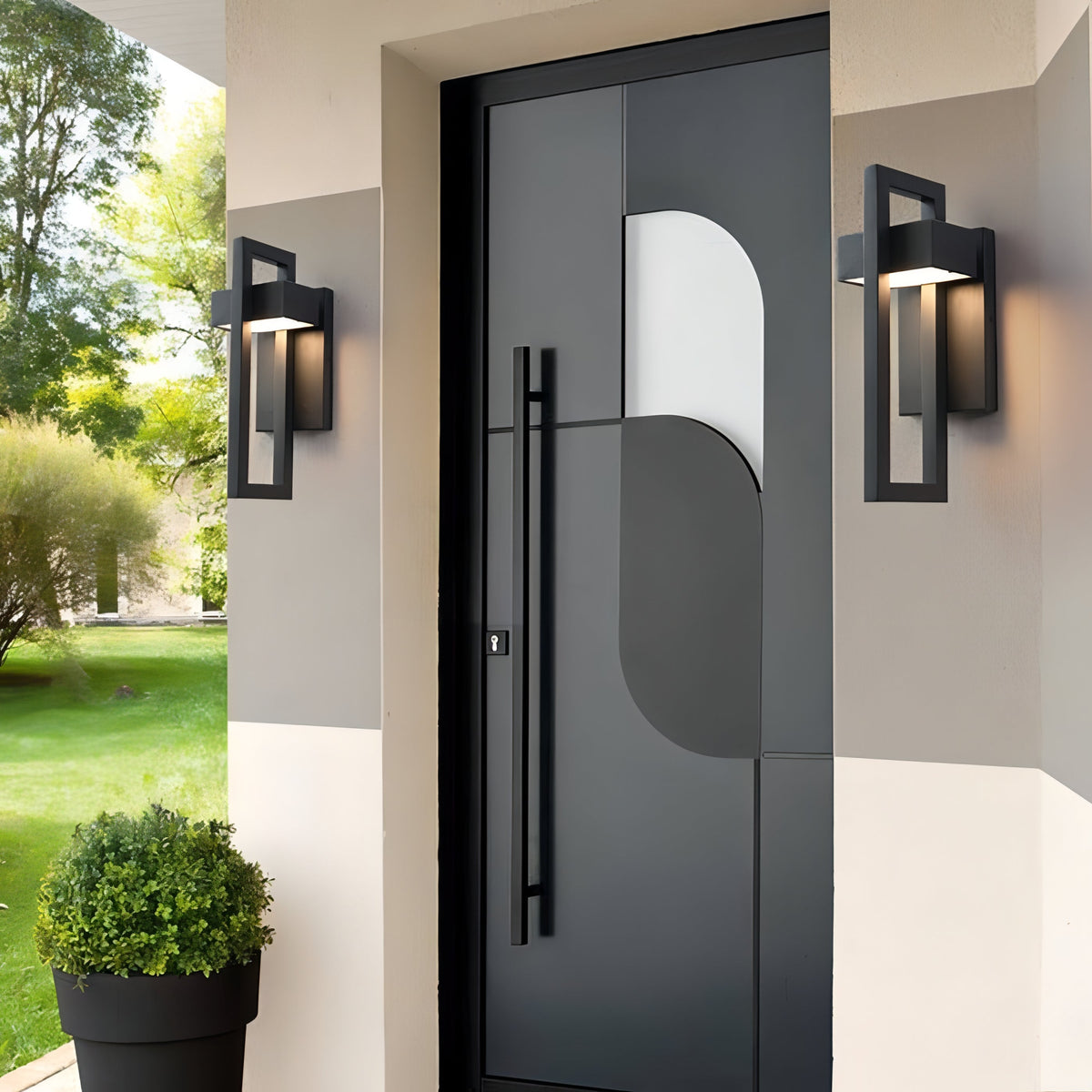 Modern Black Steel Outdoor Wall Lamp For Exterior Lighting