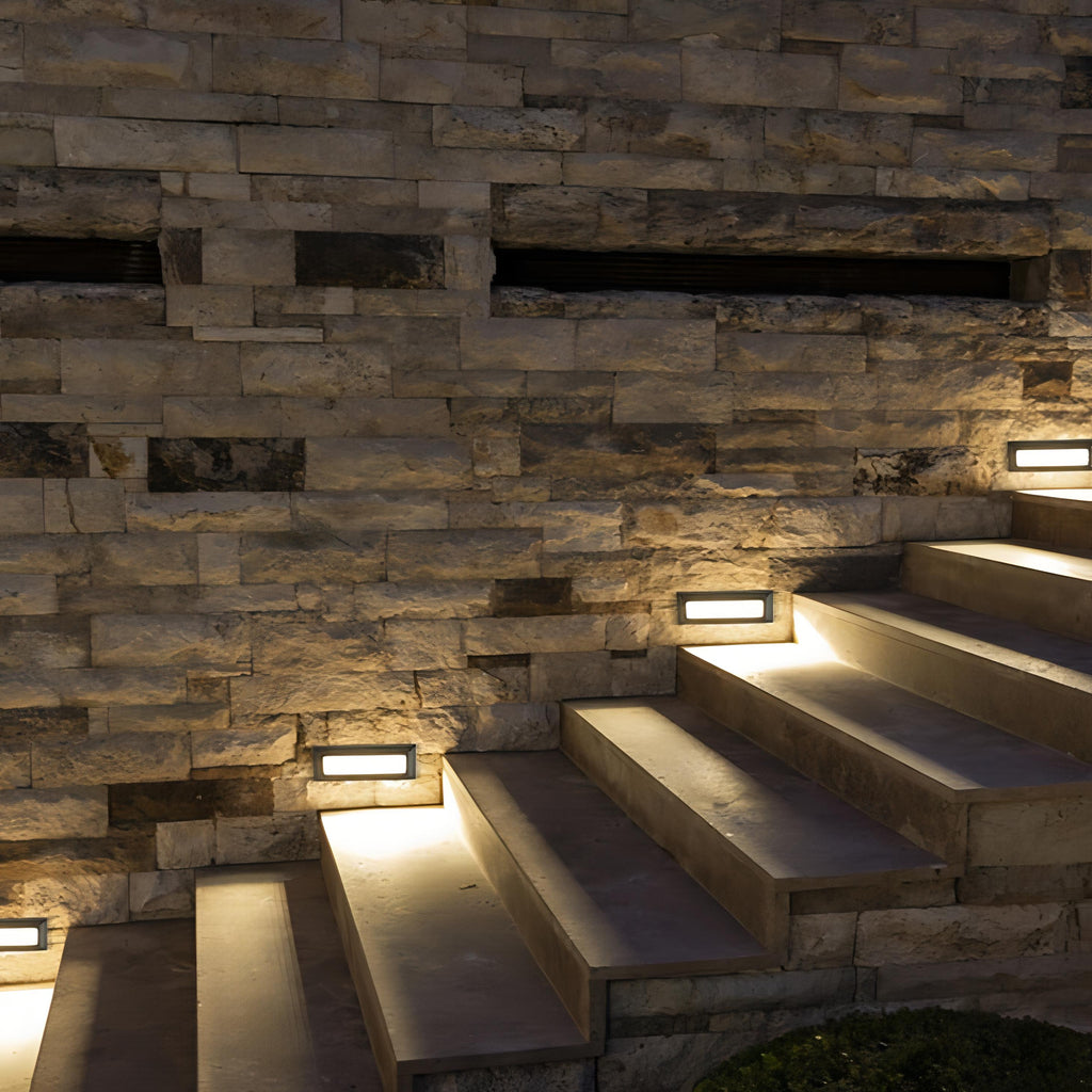 Outdoor LED Step Light Rectangular Wall Mounted Fixture for Stairs and Pathways