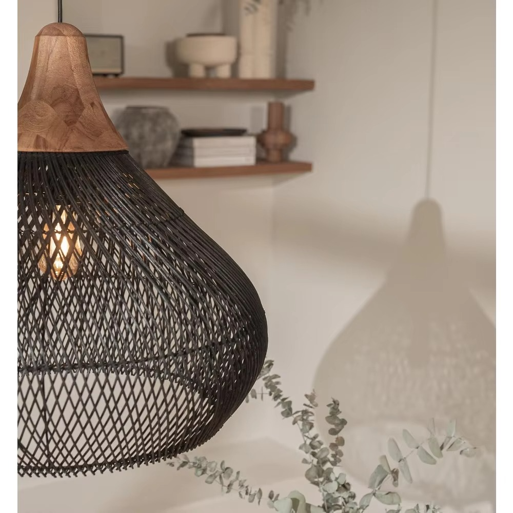 Japanese Woven Bamboo Pendant Light for Ambient Lighting