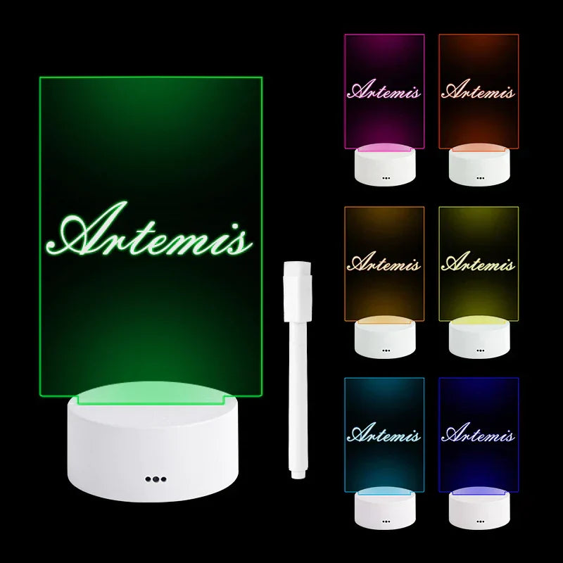 USB Powered Illuminated Acrylic Writing Board for Notes and Messages