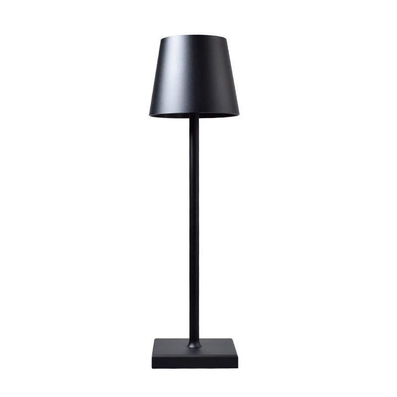 Wireless Rechargeable LED Table Lamp With Metal Cone Shade And Square Base
