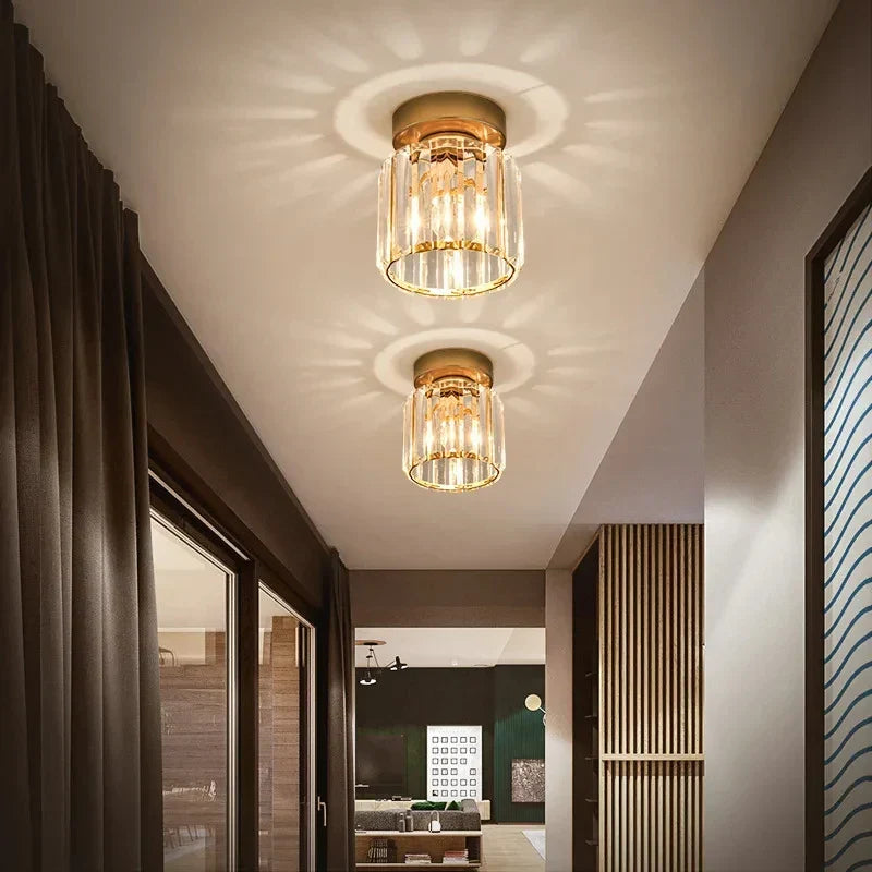 Modern Crystal Flush Mount Ceiling Light Fixture for Bedroom and Hallway Lighting