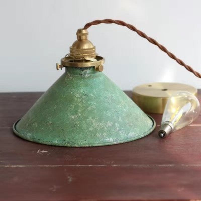 Vintage Rustic Industrial Pendant Ceiling Light With Cone Shaped Metal Shade