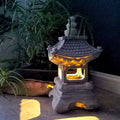 Solar Powered Resin Pagoda Garden Light in Stone Finish