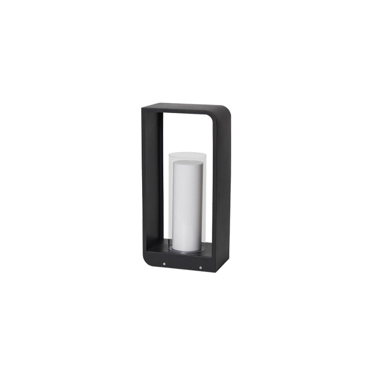 Black Rectangular Solar Outdoor Lantern with Frosted Glass for Garden Lighting