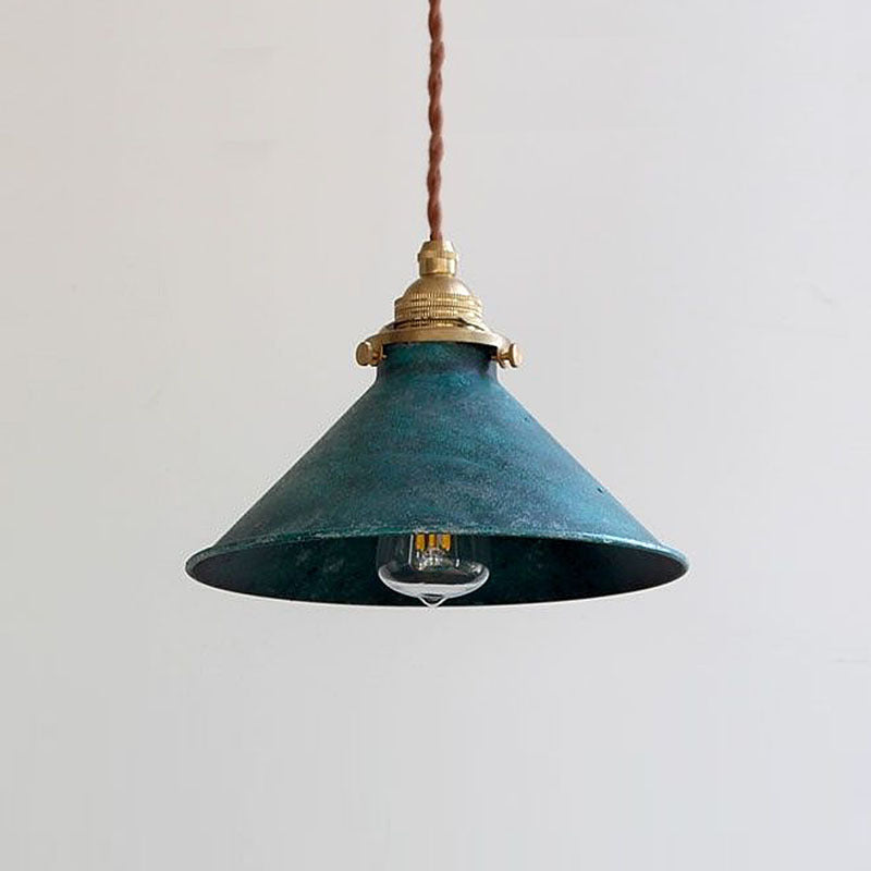 Vintage Rustic Industrial Pendant Ceiling Light With Cone Shaped Metal Shade