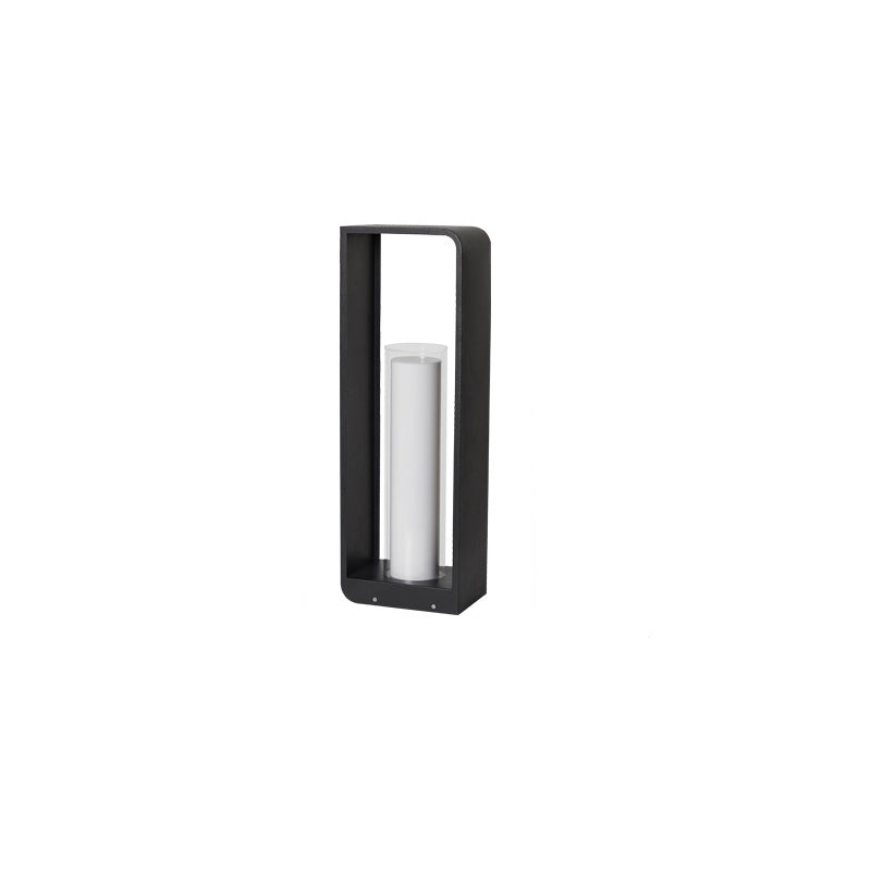 Black Rectangular Solar Outdoor Lantern with Frosted Glass for Garden Lighting
