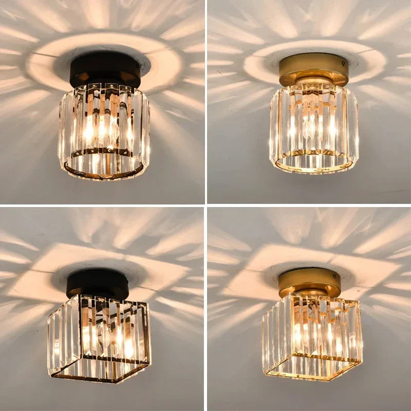 Modern Crystal Flush Mount Ceiling Light Fixture for Bedroom and Hallway Lighting