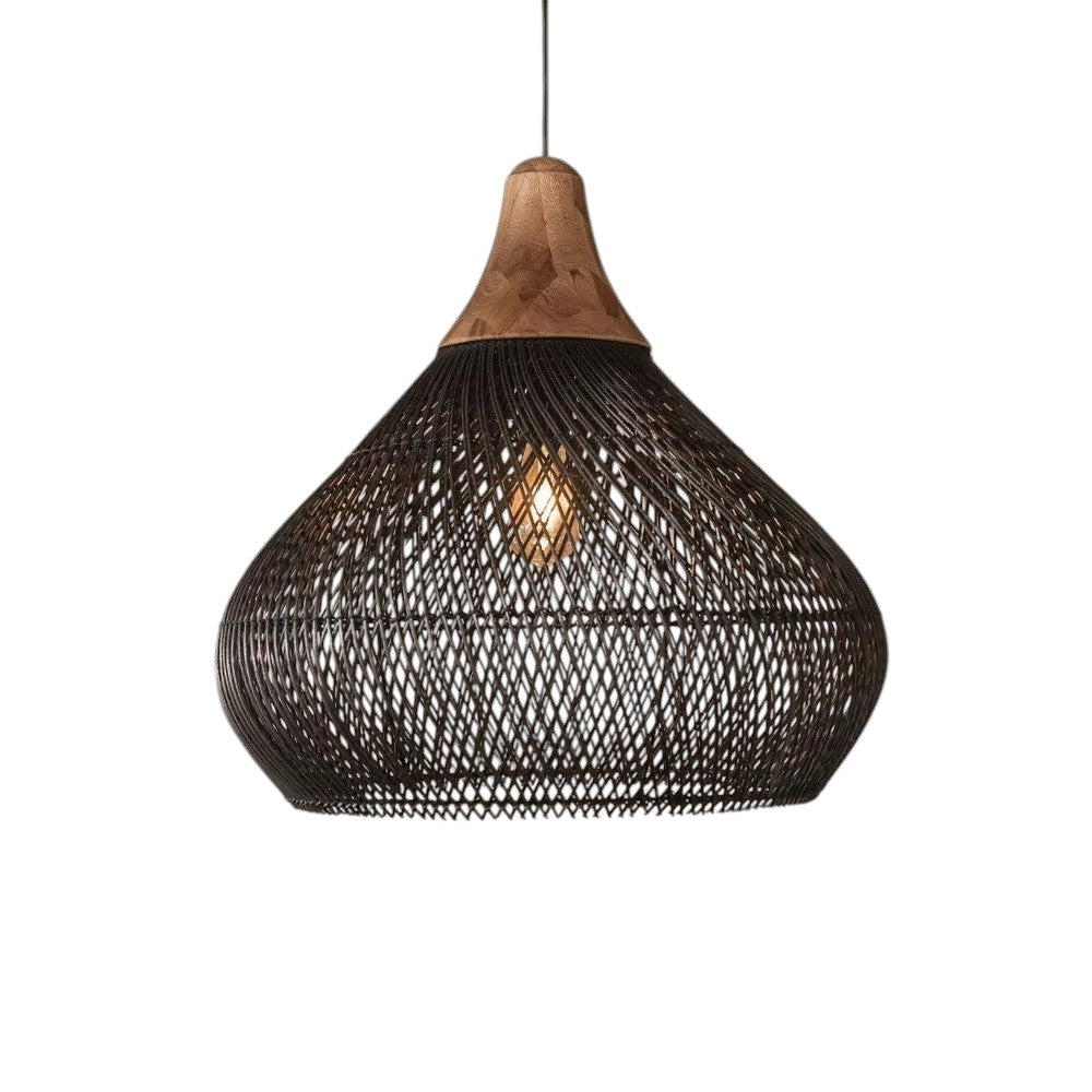 Japanese Woven Bamboo Pendant Light for Ambient Lighting