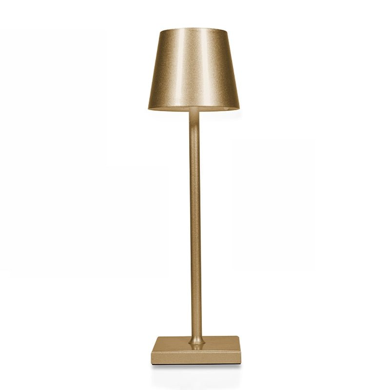 Wireless Rechargeable LED Table Lamp With Metal Cone Shade And Square Base