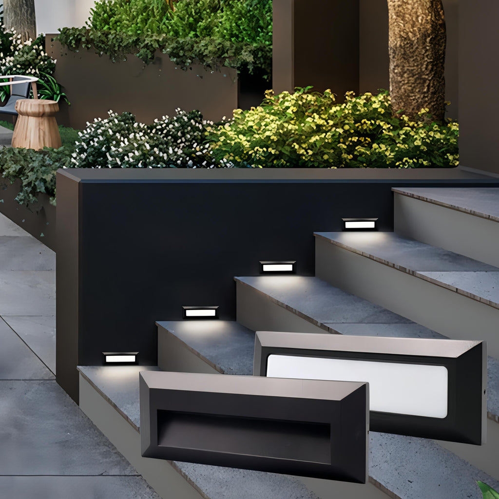 Outdoor LED Step Light Rectangular Wall Mounted Fixture for Stairs and Pathways
