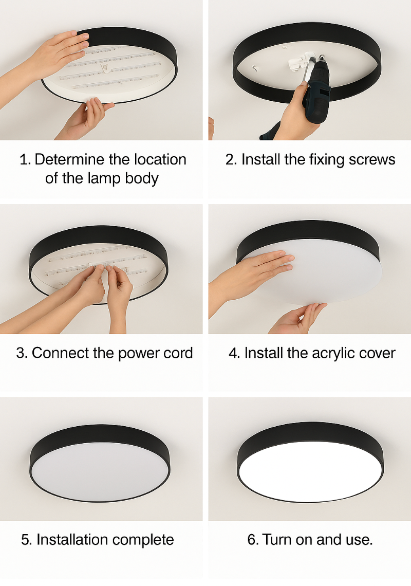 Nordic Round LED Flush Mount Ceiling Light with Natural Wood Frame