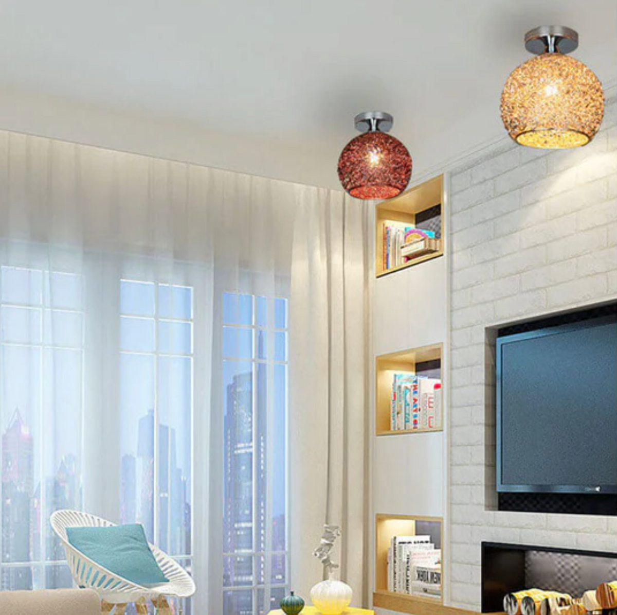Modern Metal Globe Flush Mount Ceiling Light for Ambient Illumination