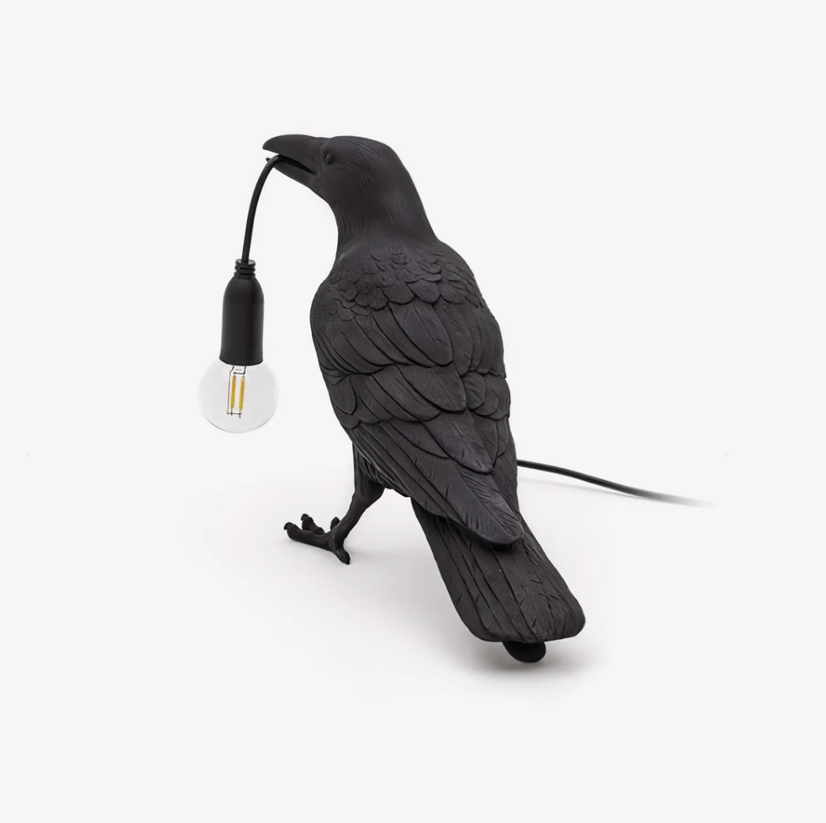 Raven Bird Table Lamp Decorative Desk Light With Hanging Bulb