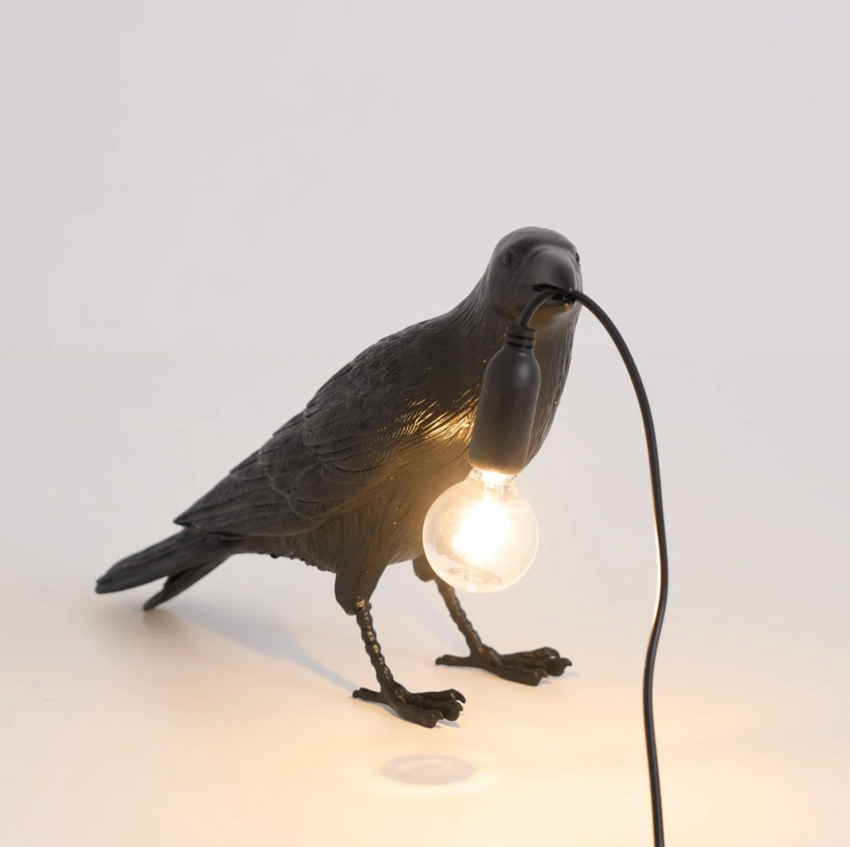 Raven Bird Table Lamp Decorative Desk Light With Hanging Bulb