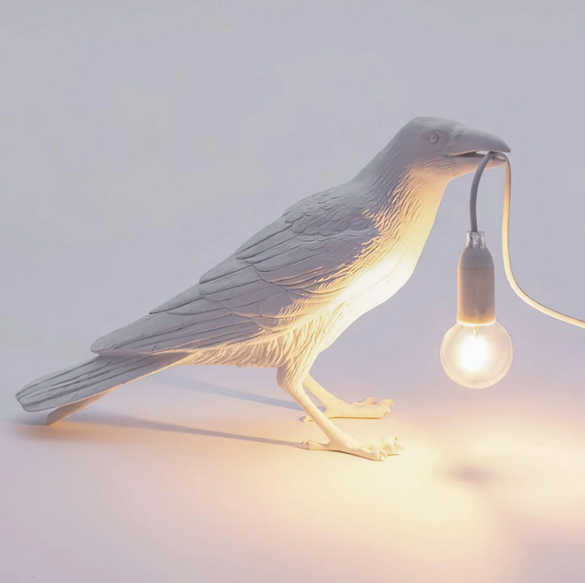 Raven Bird Table Lamp Decorative Desk Light With Hanging Bulb
