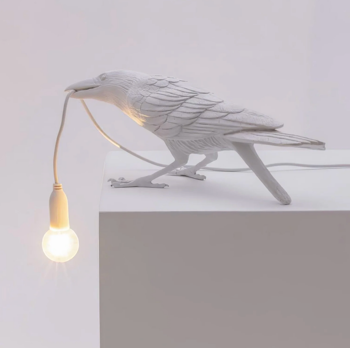 Raven Bird Table Lamp Decorative Desk Light With Hanging Bulb