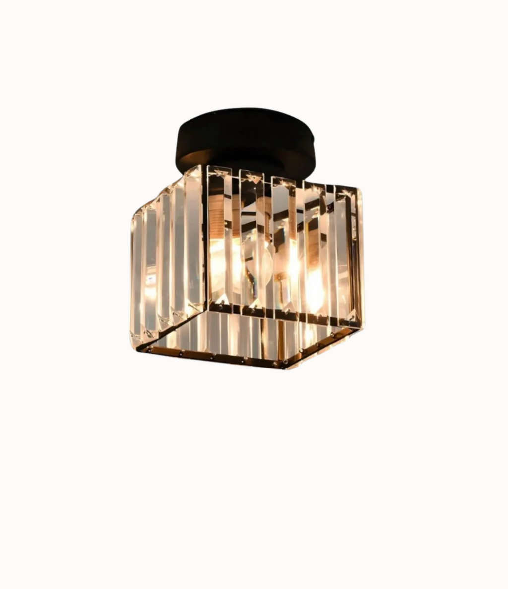 Modern Crystal Flush Mount Ceiling Light Fixture for Bedroom and Hallway Lighting