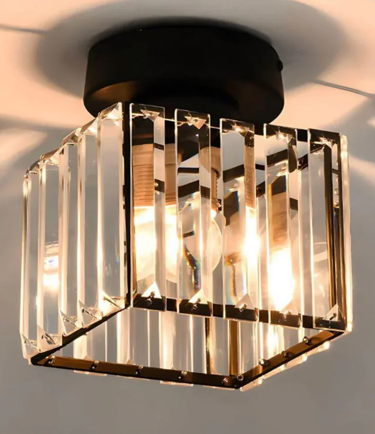 Modern Crystal Flush Mount Ceiling Light Fixture for Bedroom and Hallway Lighting