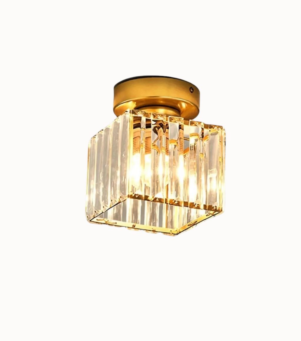 Modern Crystal Flush Mount Ceiling Light Fixture for Bedroom and Hallway Lighting