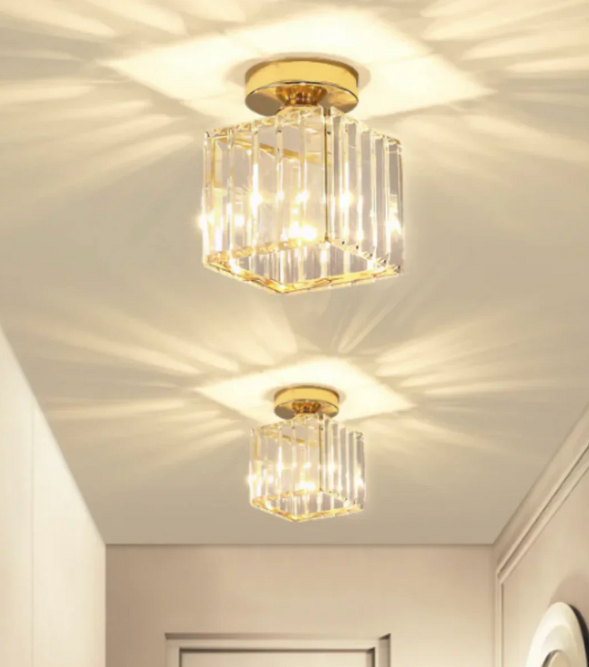 Modern Crystal Flush Mount Ceiling Light Fixture for Bedroom and Hallway Lighting