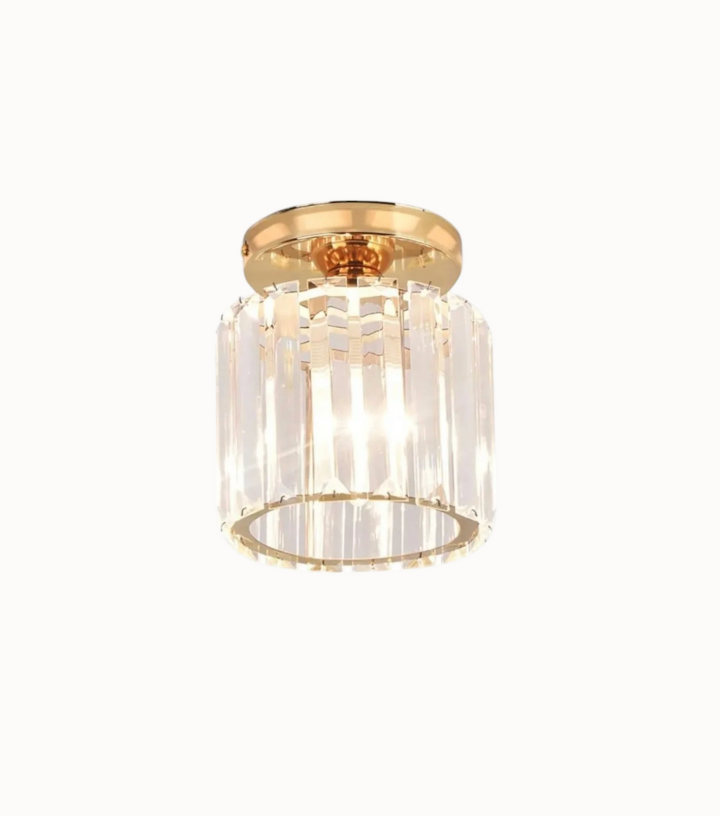Modern Crystal Flush Mount Ceiling Light Fixture for Bedroom and Hallway Lighting