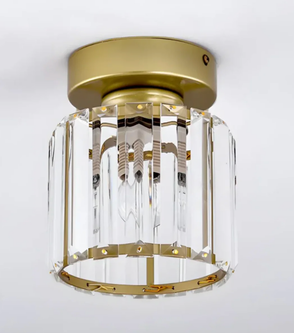 Modern Crystal Flush Mount Ceiling Light Fixture for Bedroom and Hallway Lighting