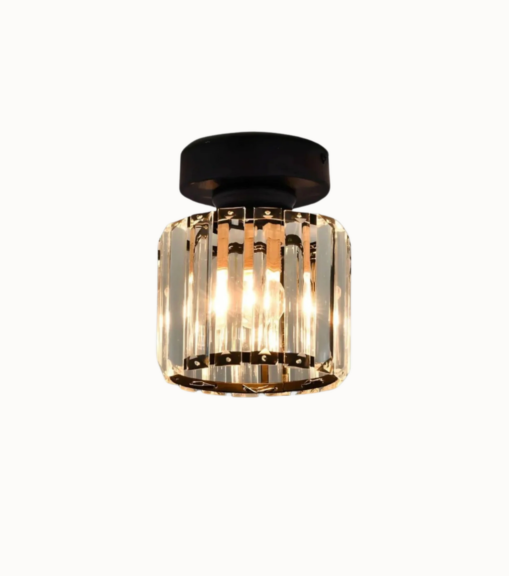 Modern Crystal Flush Mount Ceiling Light Fixture for Bedroom and Hallway Lighting