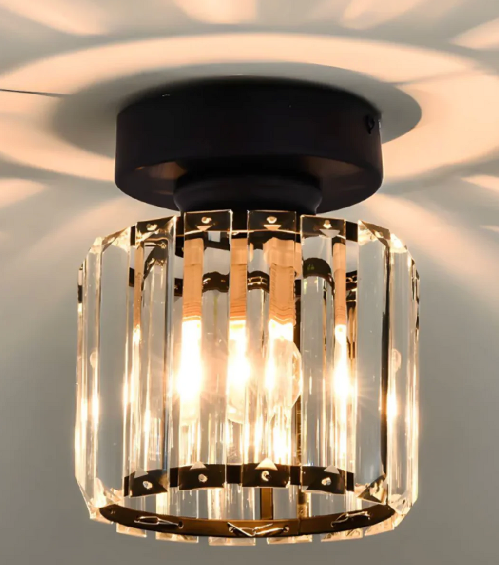 Modern Crystal Flush Mount Ceiling Light Fixture for Bedroom and Hallway Lighting