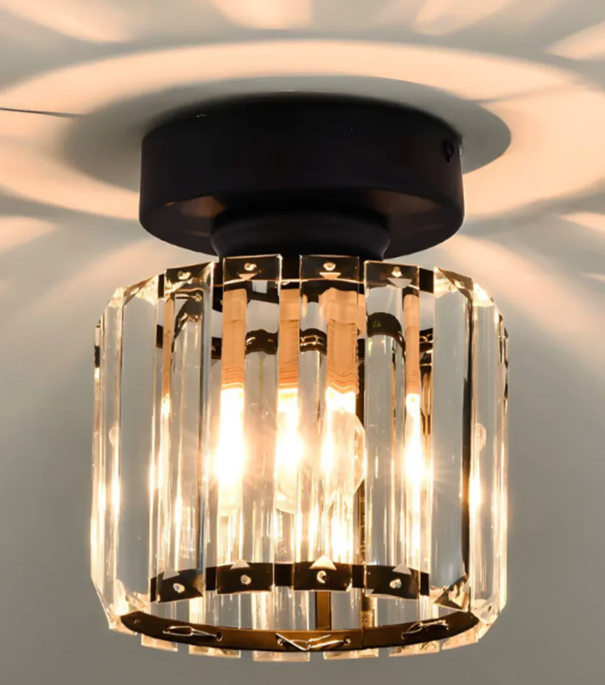 Modern Crystal Flush Mount Ceiling Light Fixture for Bedroom and Hallway Lighting