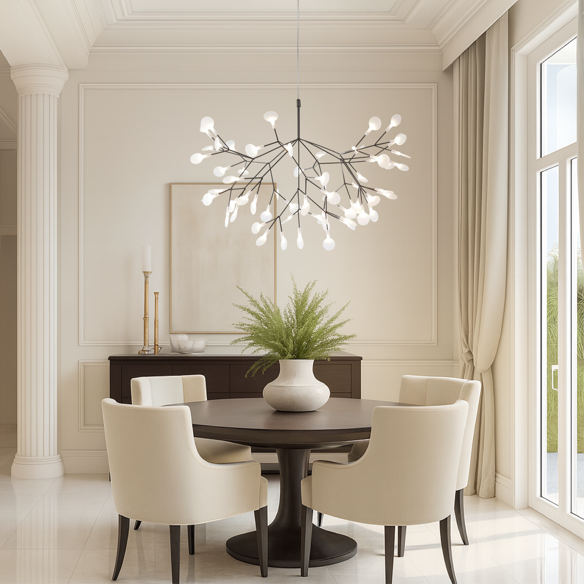 Sculptural Branching LED Ceiling Light With Spherical Glass Bulbs
