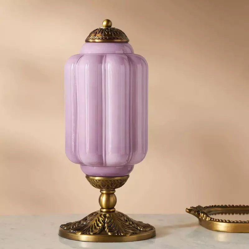 Opal Glass Table Lamp With Decorative Vintage Base for Soft Lighting