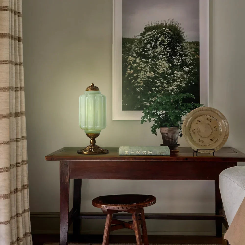 Opal Glass Table Lamp With Decorative Vintage Base for Soft Lighting