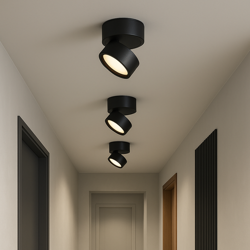 Adjustable Ceiling Spotlight Lamp With Round Head For Directional Lighting and Metal Mount