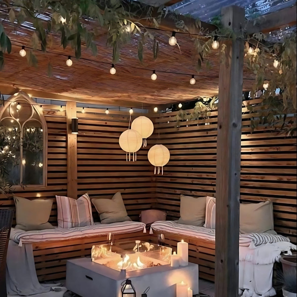 Solar Outdoor Hanging Lantern With Light Sensor Round White