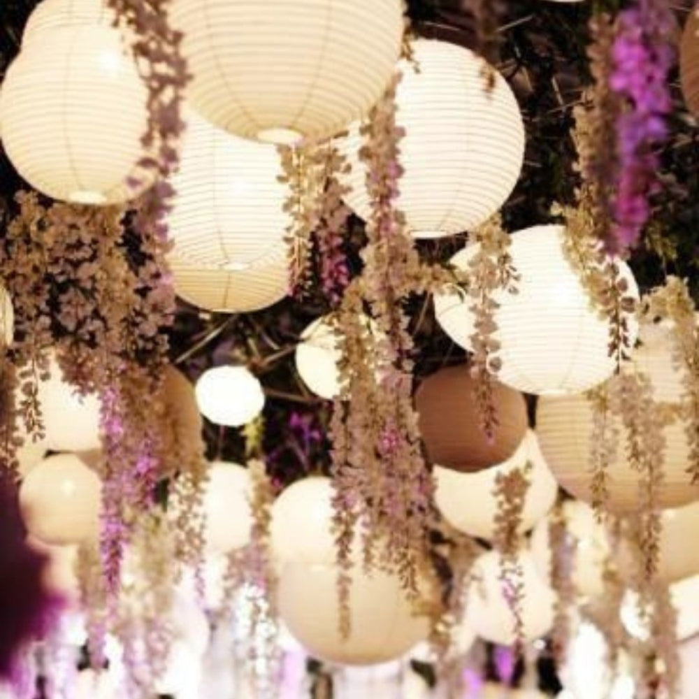Solar Outdoor Hanging Lantern With Light Sensor Round White