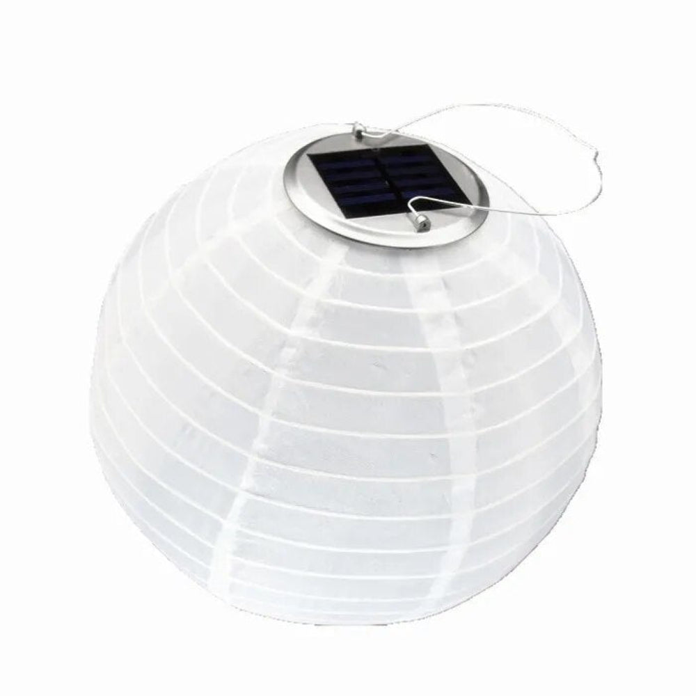 Solar Outdoor Hanging Lantern With Light Sensor Round White