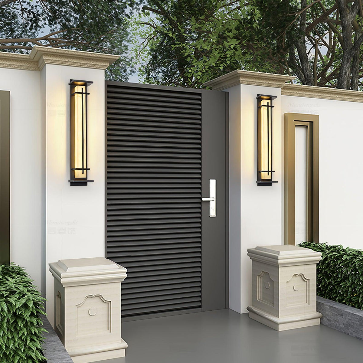 Outdoor LED Wall Light Alabaster Style Stainless Steel Exterior Lamp