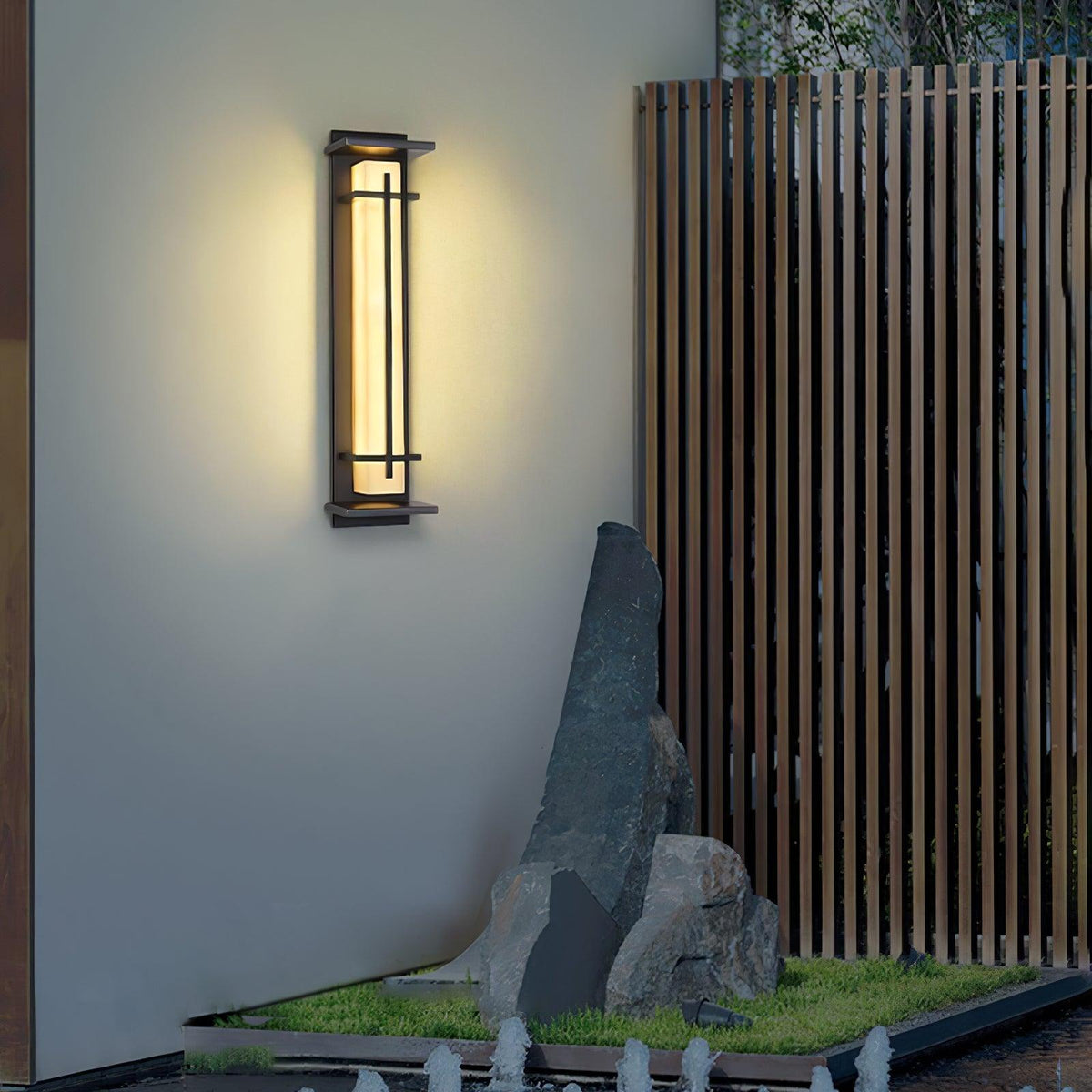 Outdoor LED Wall Light Alabaster Style Stainless Steel Exterior Lamp
