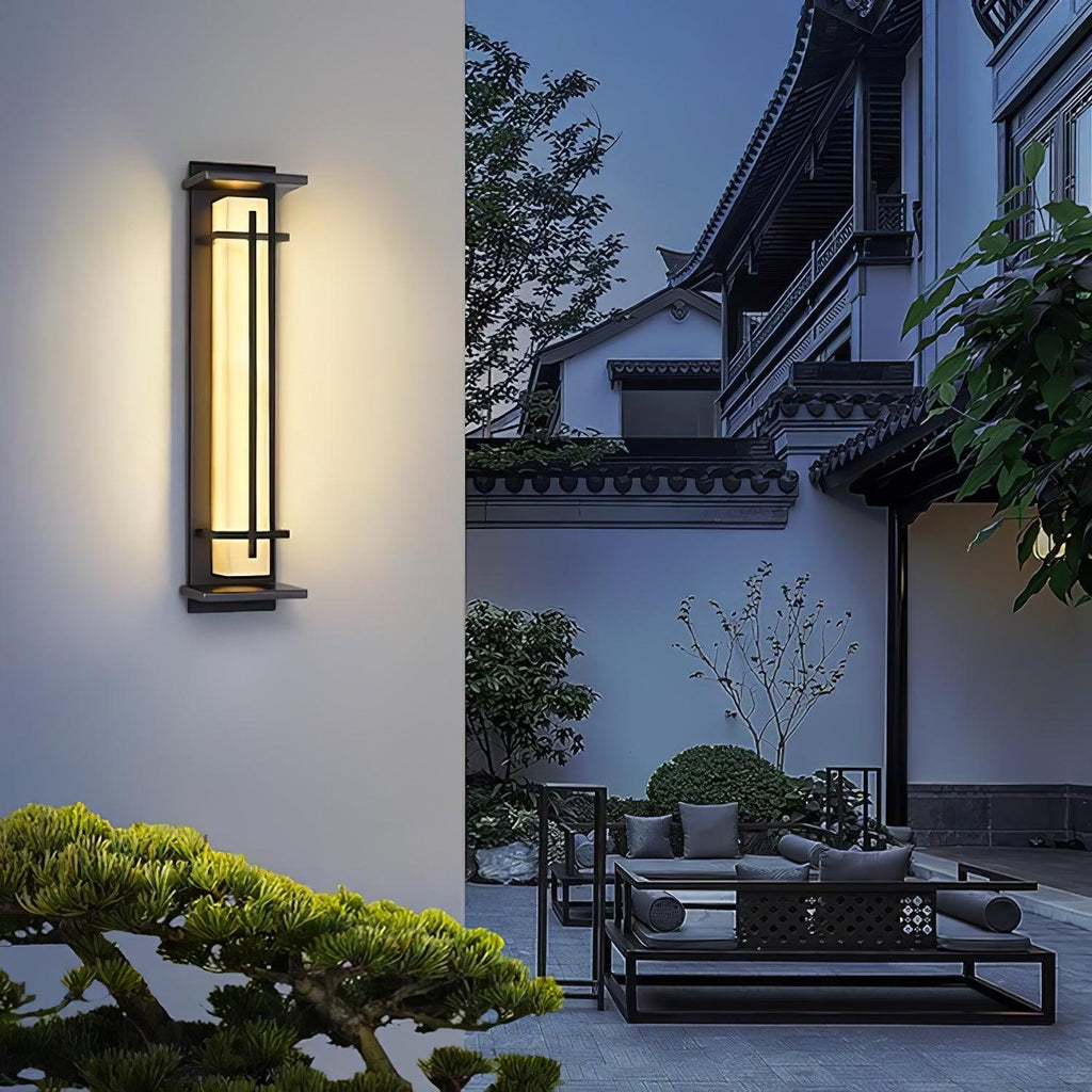 Outdoor LED Wall Light Alabaster Style Stainless Steel Exterior Lamp